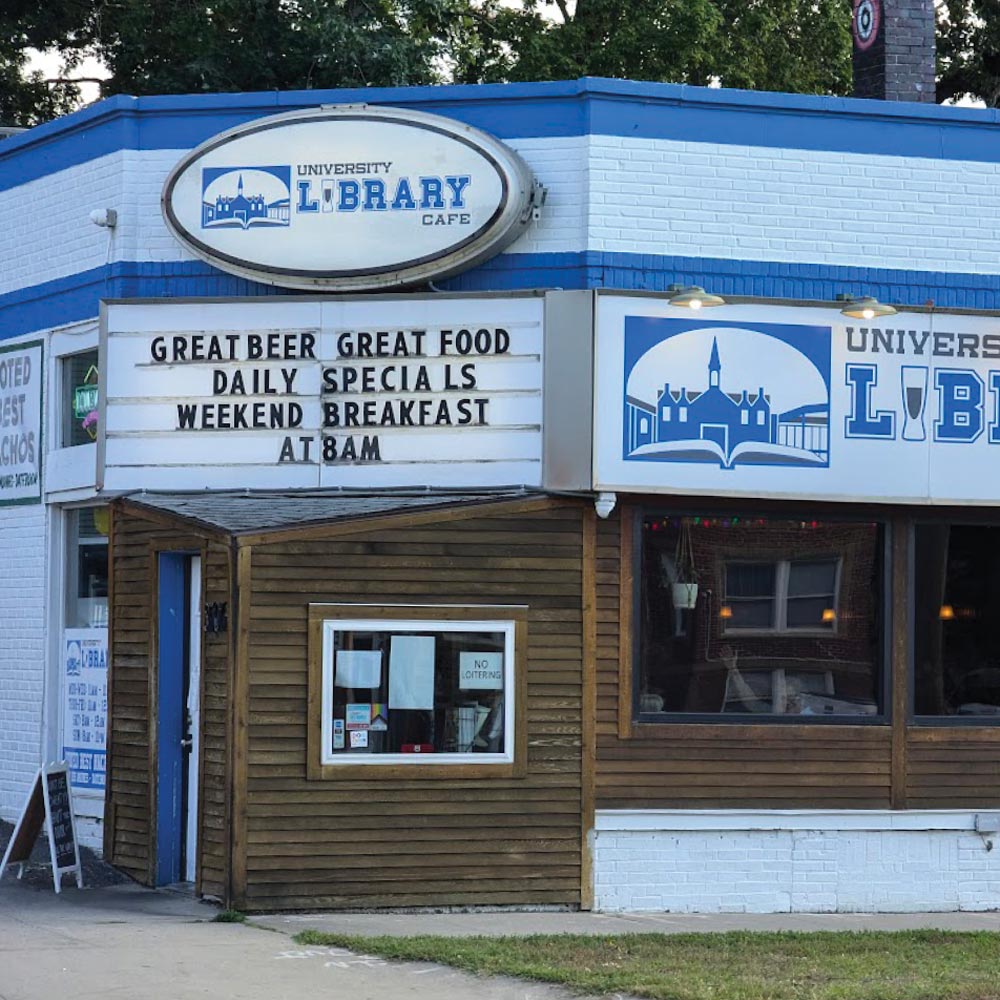 front of the University Library Cafe